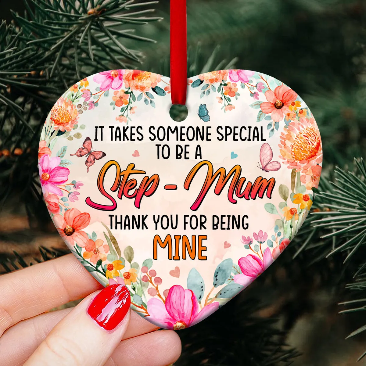 Mother Gift Special To Be A Step Mum Heart Ornament - Christmas Ornament - Ciaocustom