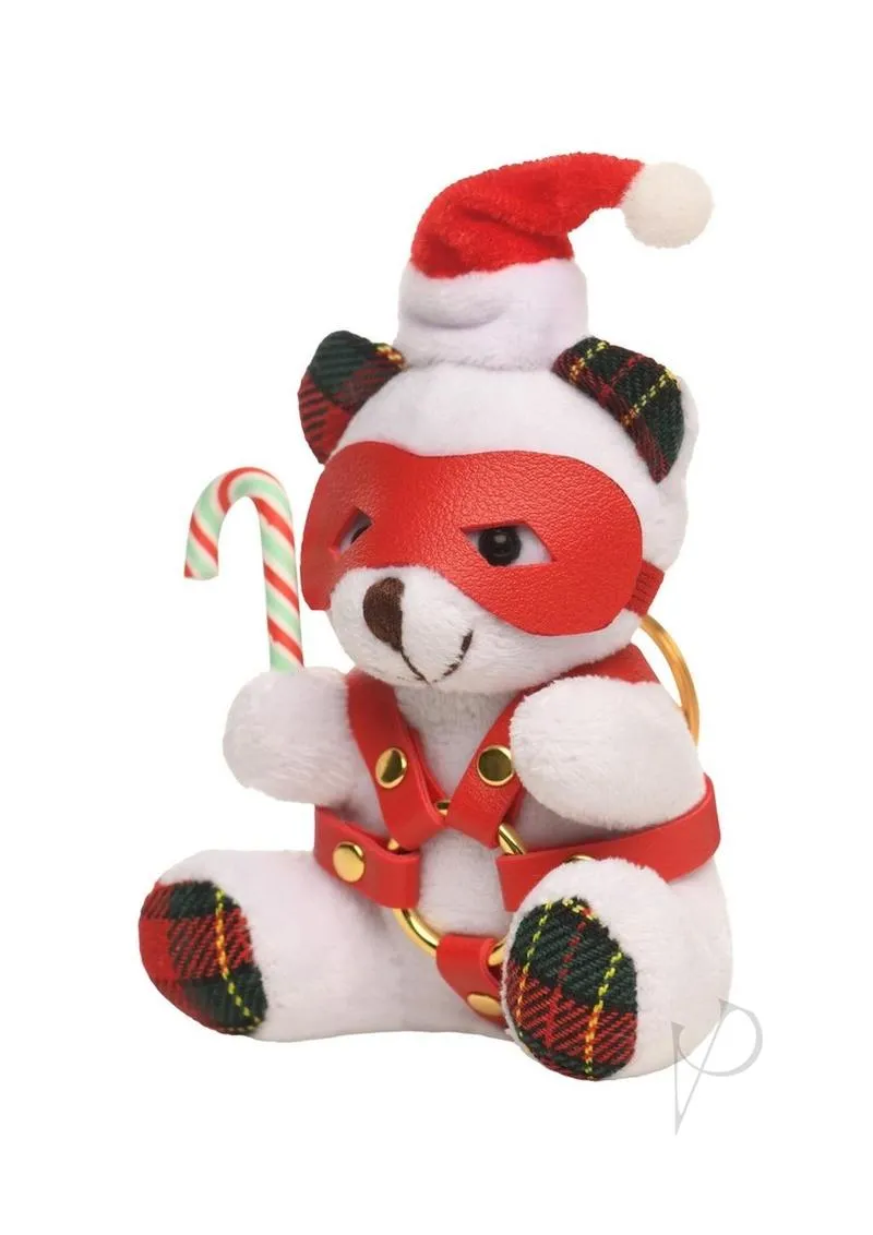 Ms Holiday Bondage Bear Keychain Wht