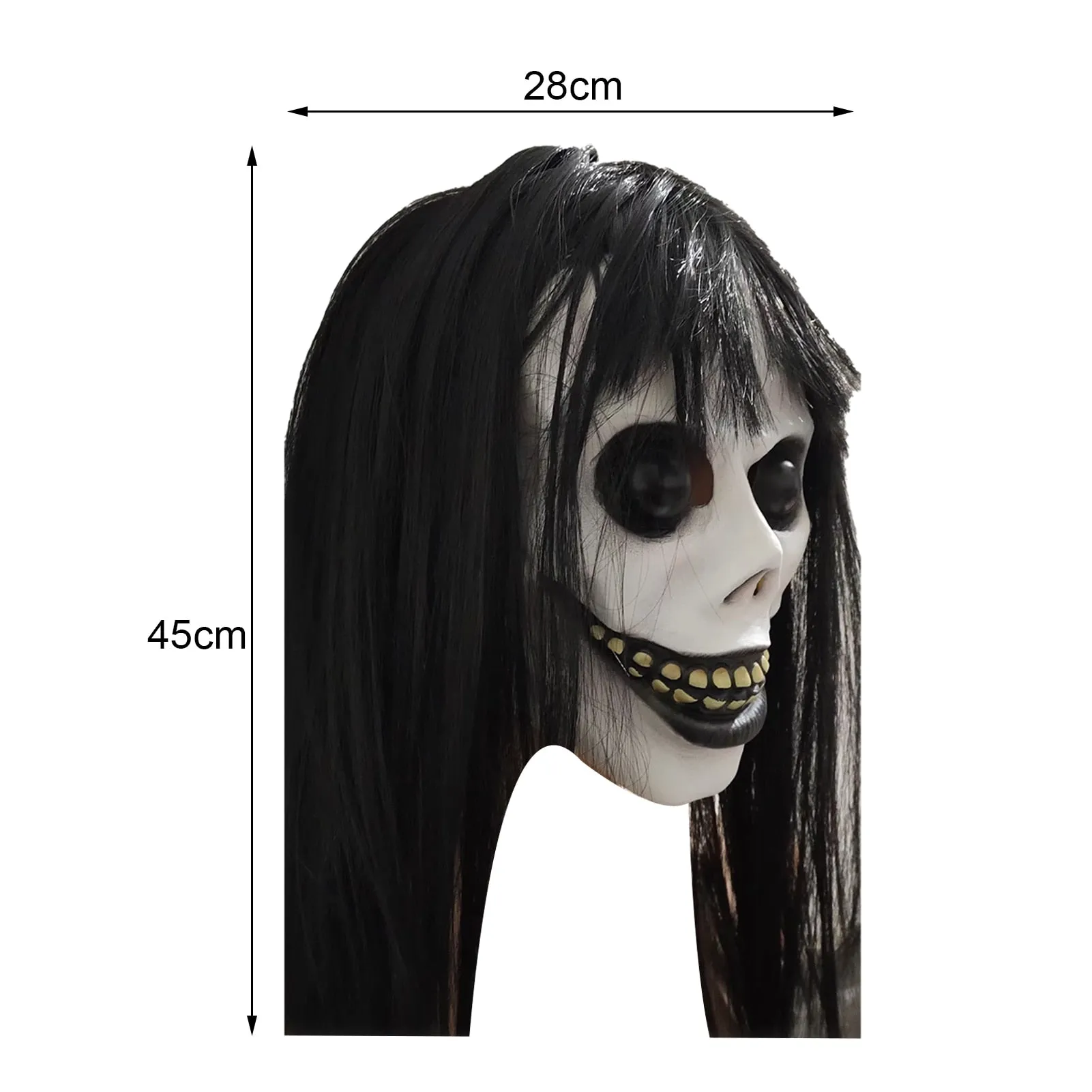 New Halloween horror  Face Cover Scary Realistic Emulsion Halloween Headgear Pointy Teeth Split Mouth Horror Face Cover party