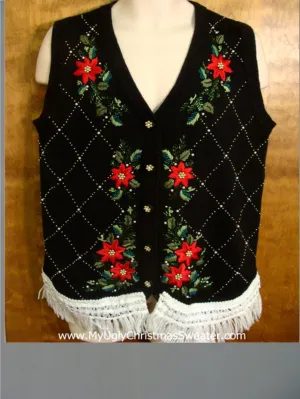 Ornate Poinsettias Cute Christmas Sweater Vest