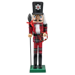 Ornativity Christmas Buffalo Plaid Nutcracker – Red and Black Wooden Nutcracker Soldier with an Acorn Staff and Holly Berries Wreath Xmas Themed Holiday Nut Cracker Doll Figure Decorations