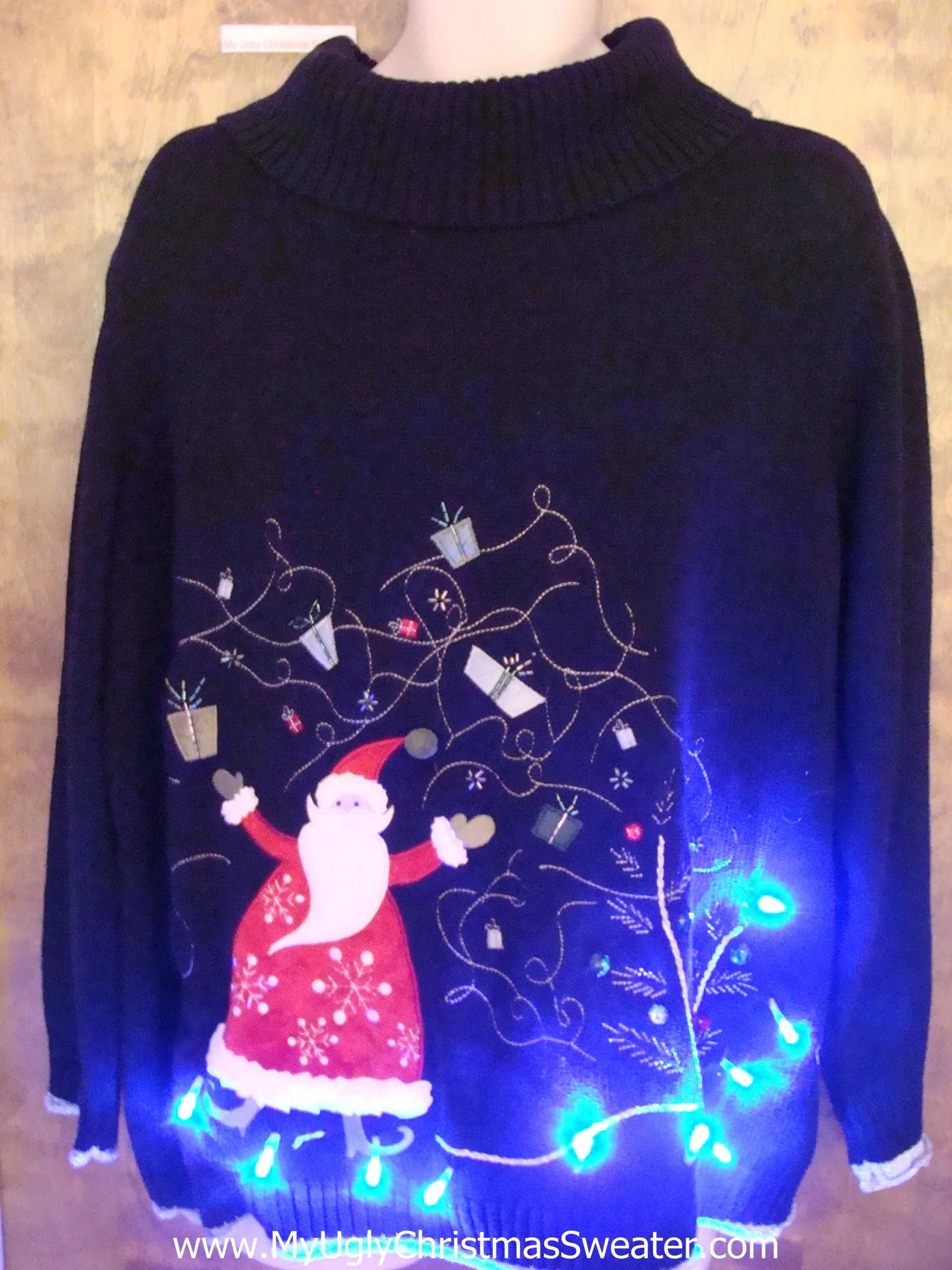 Overwhelmed Santa Ugly Christmas Sweater with Lights