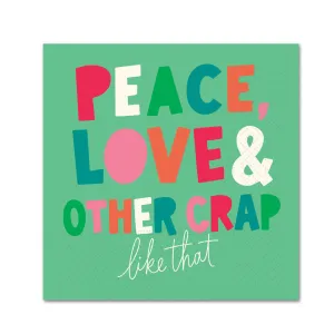 Peace Love & Other Crap Funny Christmas Cocktail Napkins