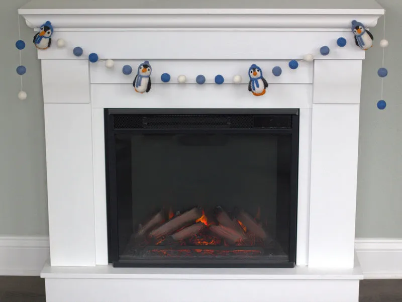 Penguin Winter Felt Garland- Blues