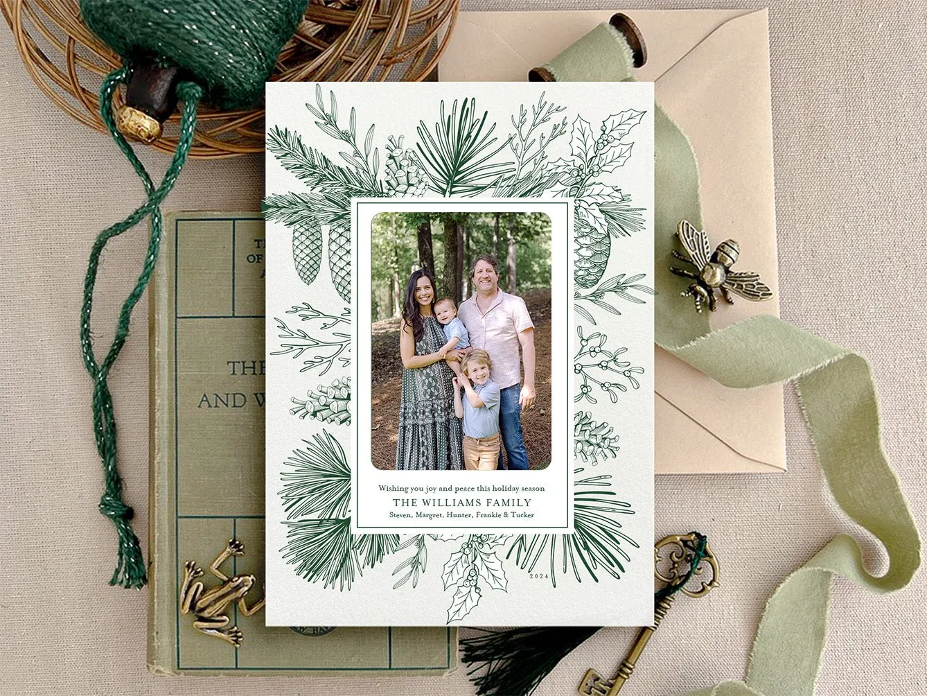 Pine Frame - Letterpress Holiday Cards