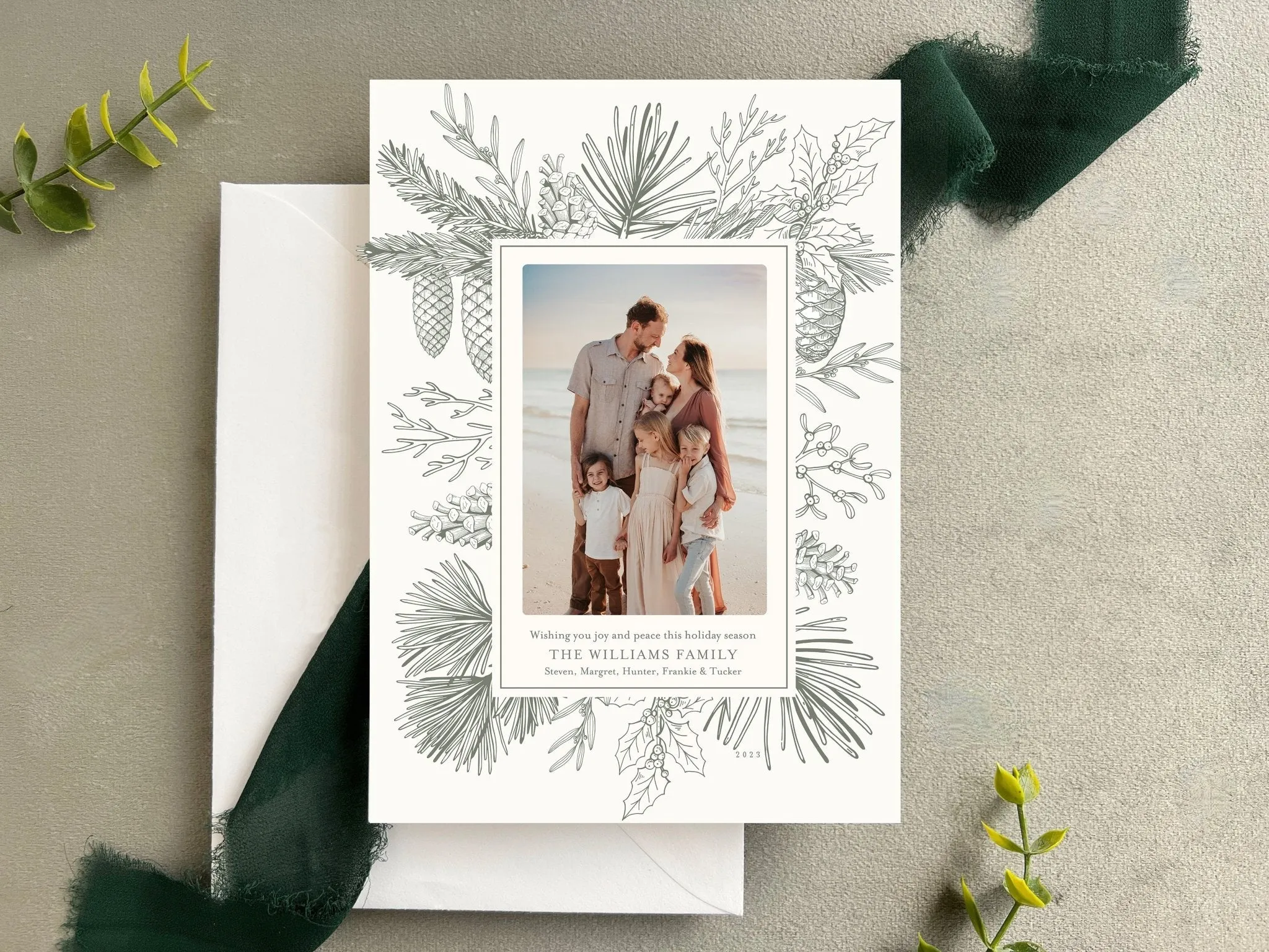 Pine Frame - Letterpress Holiday Cards