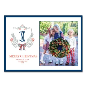 Plaid Bow Crest Holiday Card