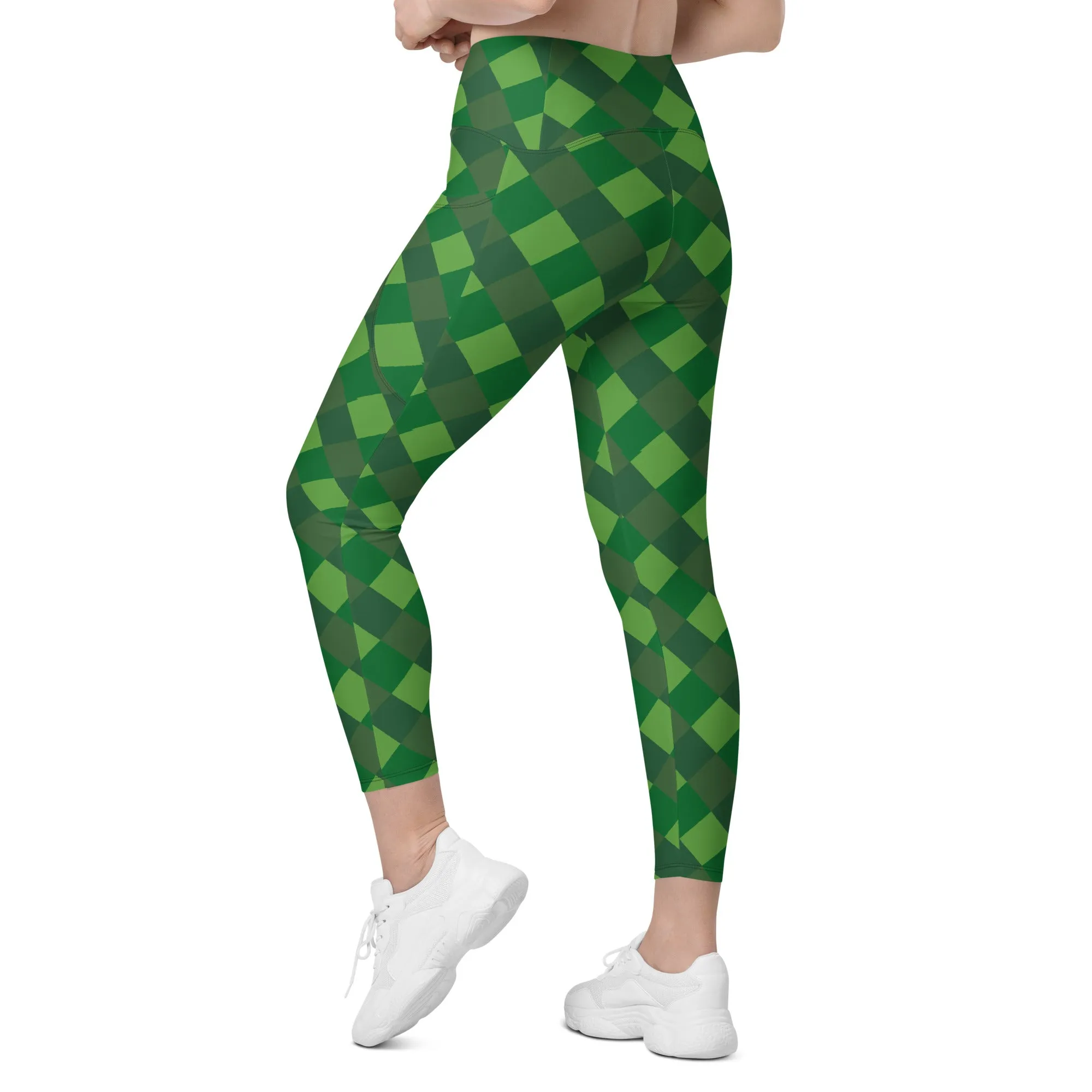 Plaid Crossover Leggings with Pockets, lioness-love
