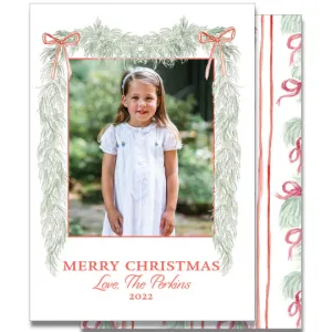 Red Ribbon Swag Holiday Card