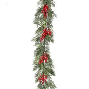 Regency International 72" Plastic Cedar with Waterproof Berries Garland