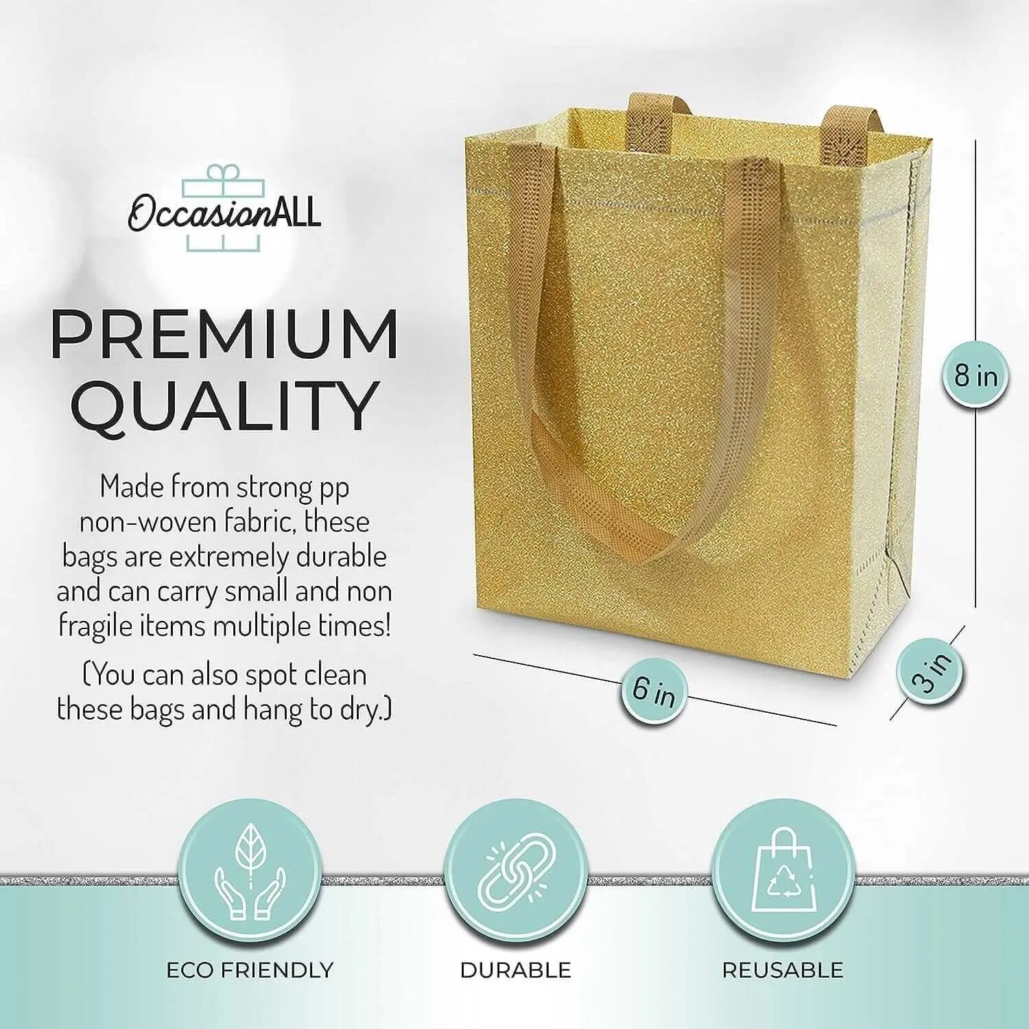 Reusable Gold Glitter Gift Bags