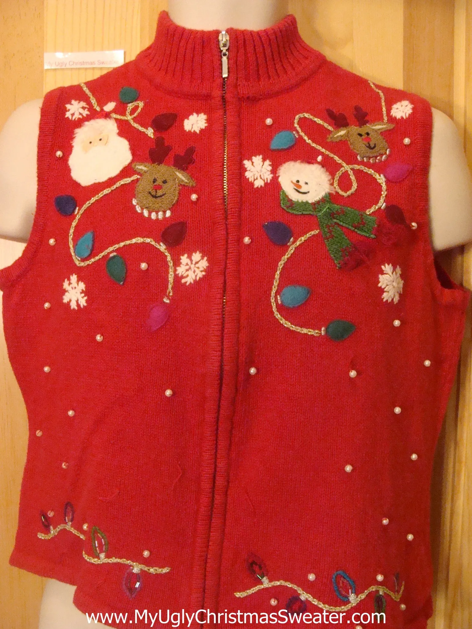 Santa Reindeer and Pearl Bling Funny Christmas Sweater Vest