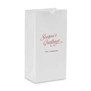 SEASON'S GREETINGS TREES BLOCK BOTTOM GUSSET PAPER GOODIE BAGS