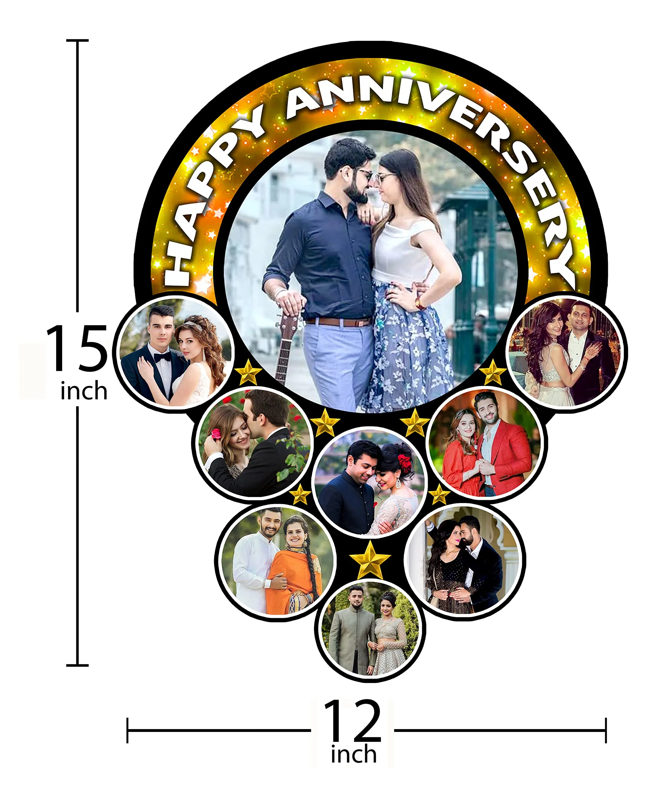 Shri Kanth Art® Anniversary Customized Frames For Home Decorations | Collage Photo Frame Gift Pack for Couple | Personalized Frame For Husband and Wife (12X15 Inc)