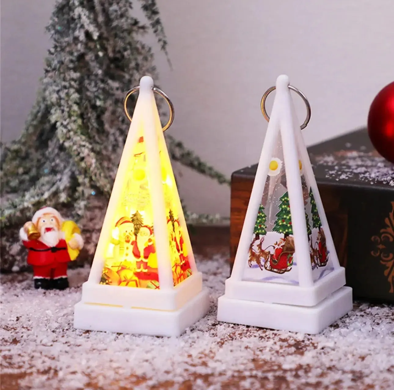 Small Christmas Light Santa Triangle Led Lights for Xmas Tree tree table decorations