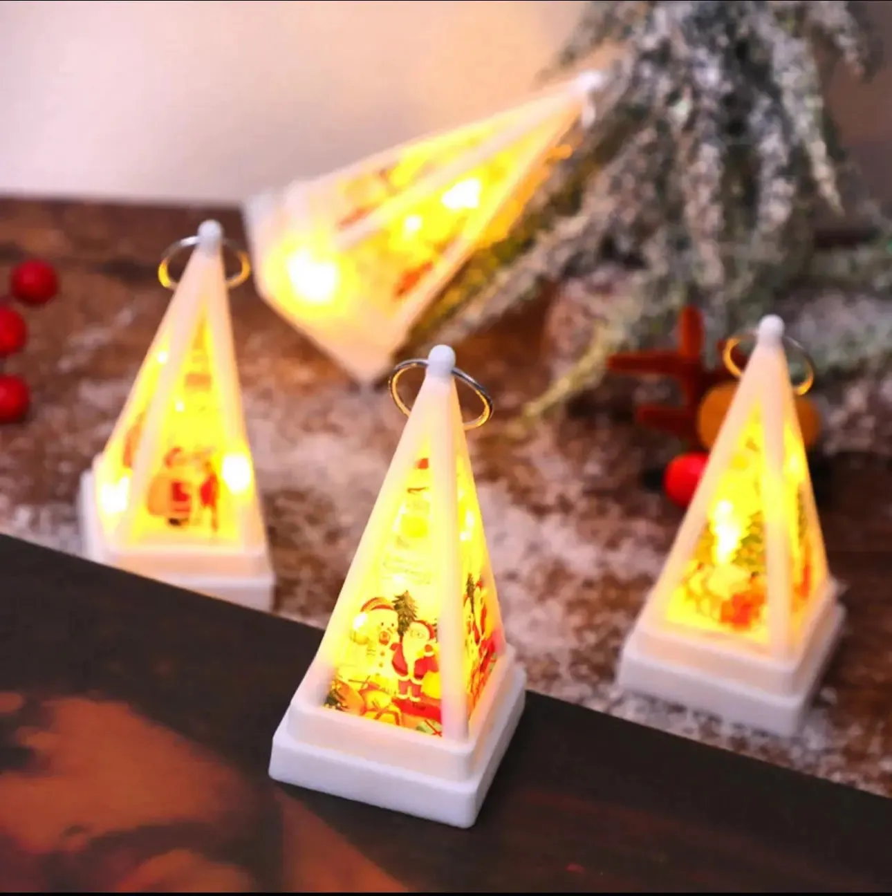 Small Christmas Light Santa Triangle Led Lights for Xmas Tree tree table decorations