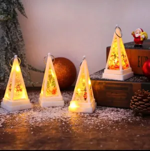 Small Christmas Light Santa Triangle Led Lights for Xmas Tree tree table decorations