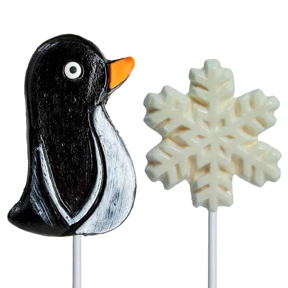 Snowflake and Penguin Holiday Lollipops