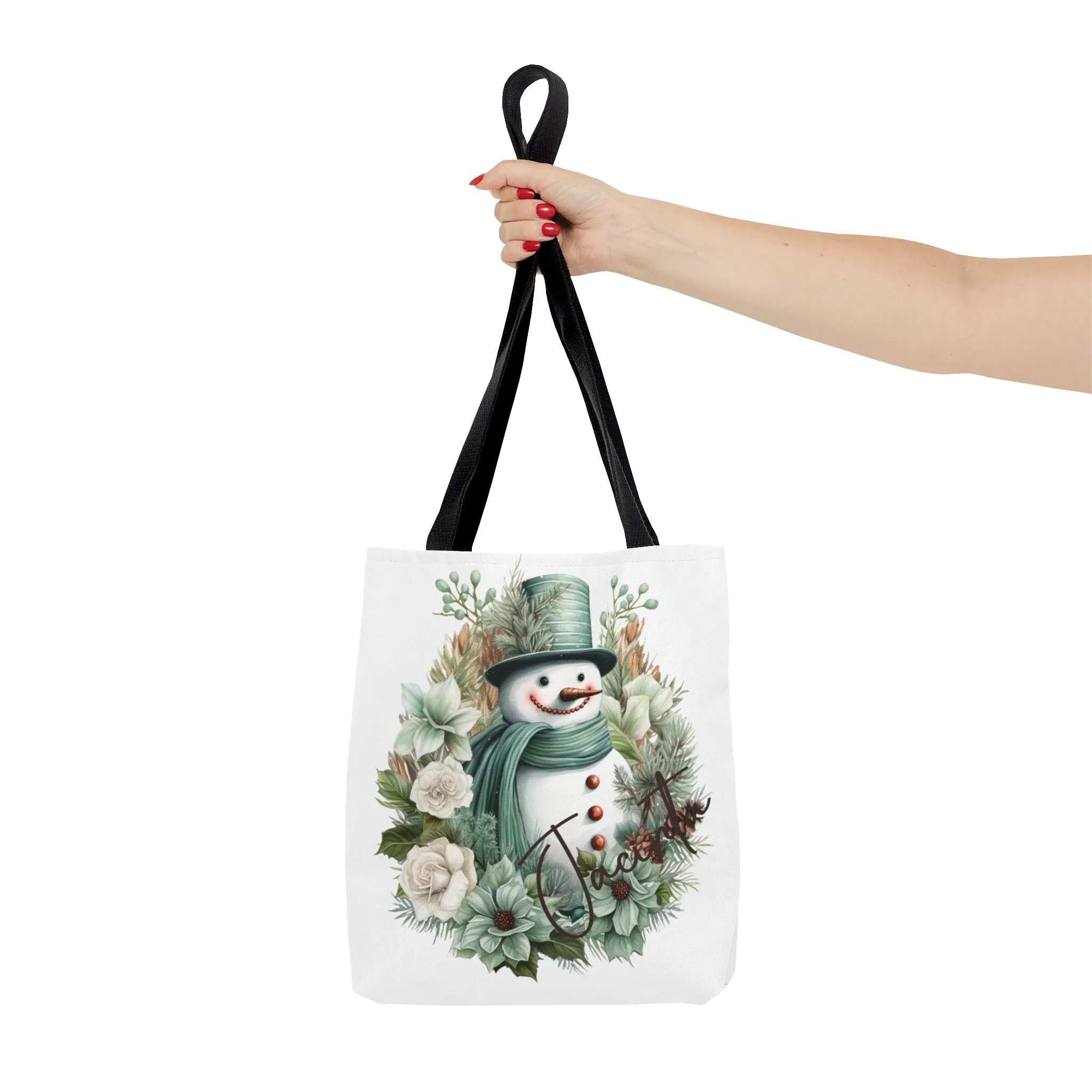 Snowman wreath Personalised Tote Bag, Christmas bag, Christmas Tote Bag, Personalised/Non-Personalised