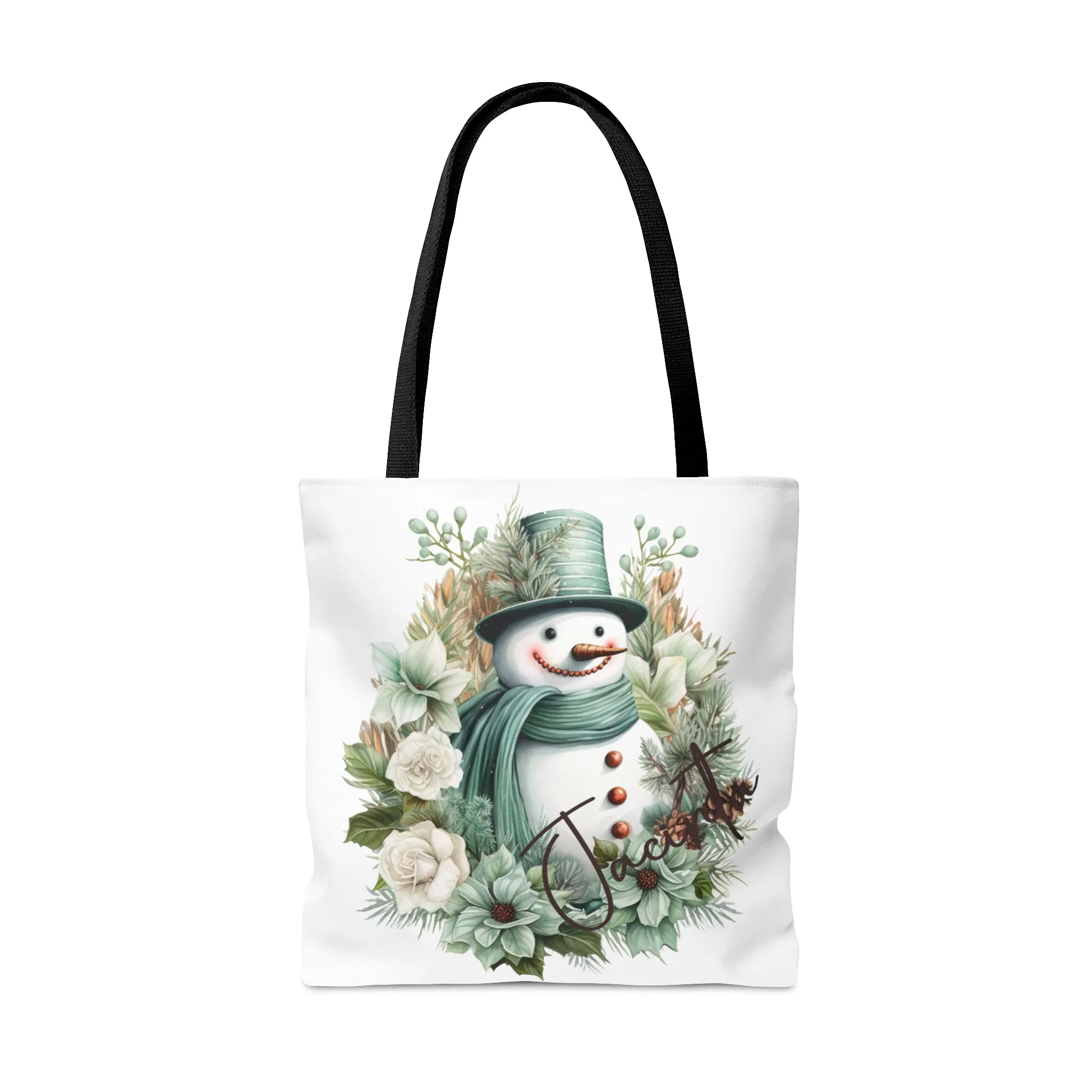 Snowman wreath Personalised Tote Bag, Christmas bag, Christmas Tote Bag, Personalised/Non-Personalised