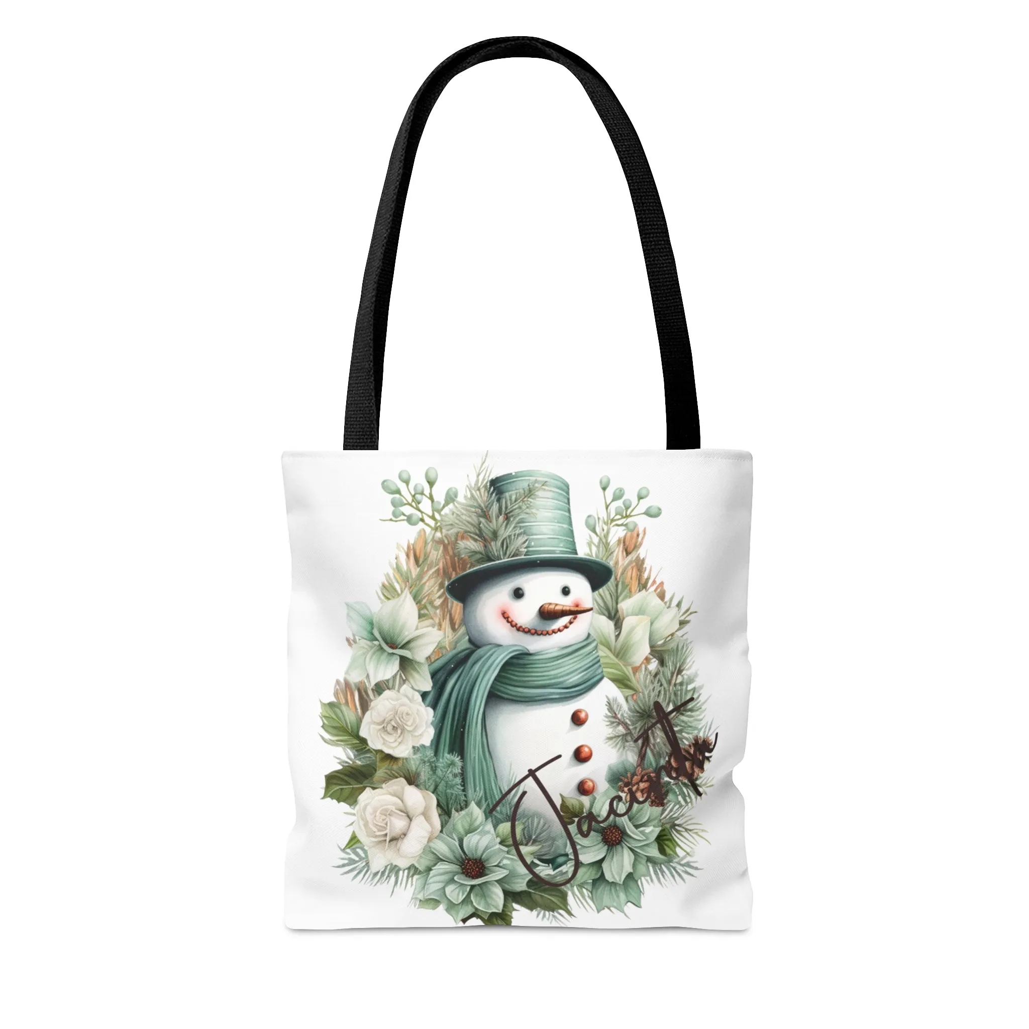 Snowman wreath Personalised Tote Bag, Christmas bag, Christmas Tote Bag, Personalised/Non-Personalised