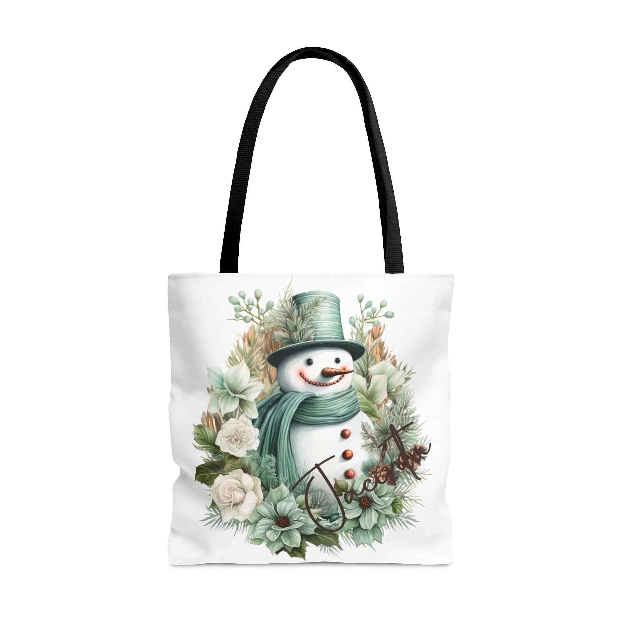 Snowman wreath Personalised Tote Bag, Christmas bag, Christmas Tote Bag, Personalised/Non-Personalised