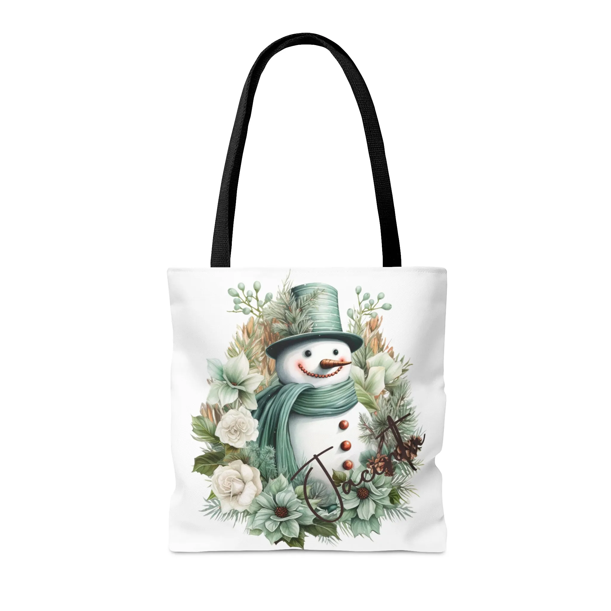 Snowman wreath Personalised Tote Bag, Christmas bag, Christmas Tote Bag, Personalised/Non-Personalised