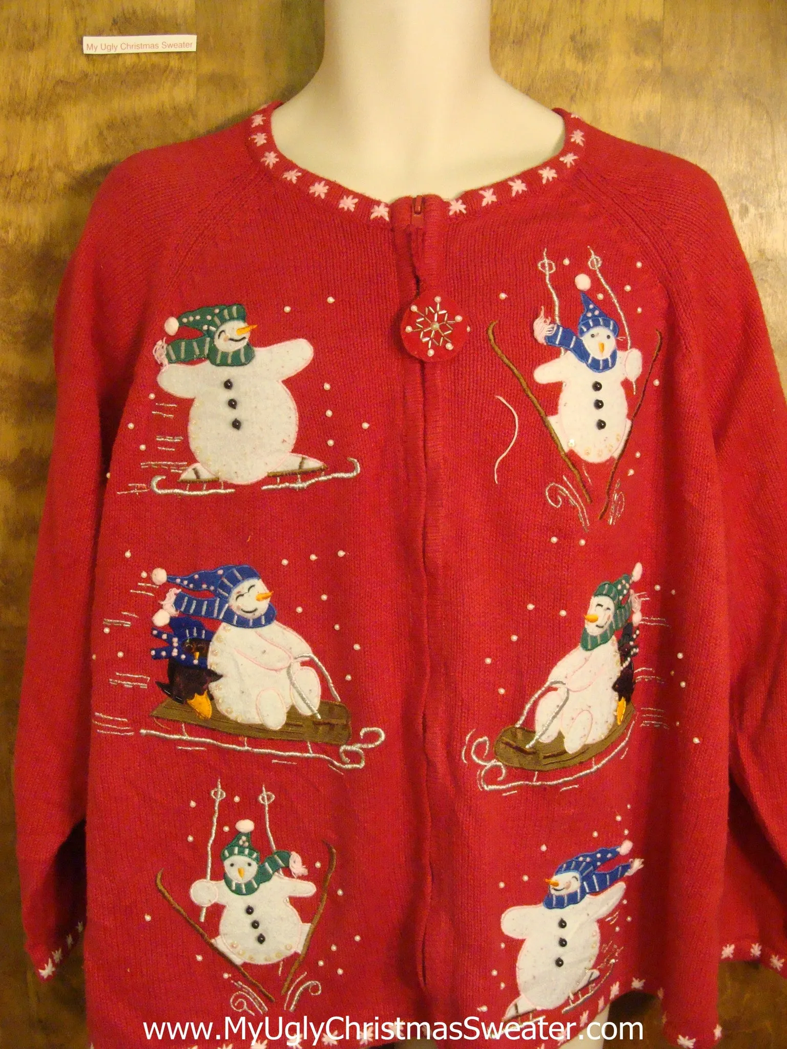 Snowmen Enjoying Snow Tacky Xmas Party Sweater