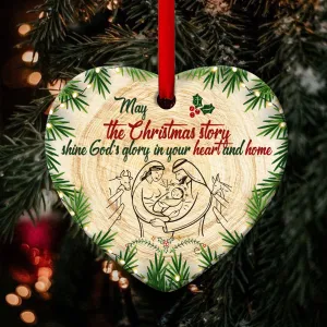 Special Christmas Ceramic Heart Ornament - Born Of God - Christian Hanging Gift