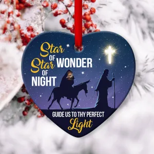 Star Of Night Guide Us To Thy Perfect Light - Special Jesus Ceramic Heart Ornament - Christmas Decor