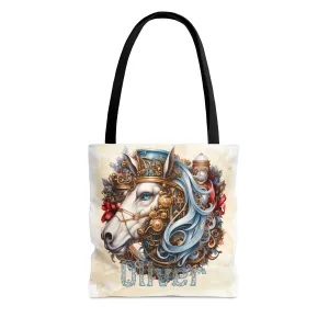 Steampunk Horse wreath Personalised Tote Bag, Steampunk Christmas bag, Christmas Tote Bag, Personalised/Non-Personalised