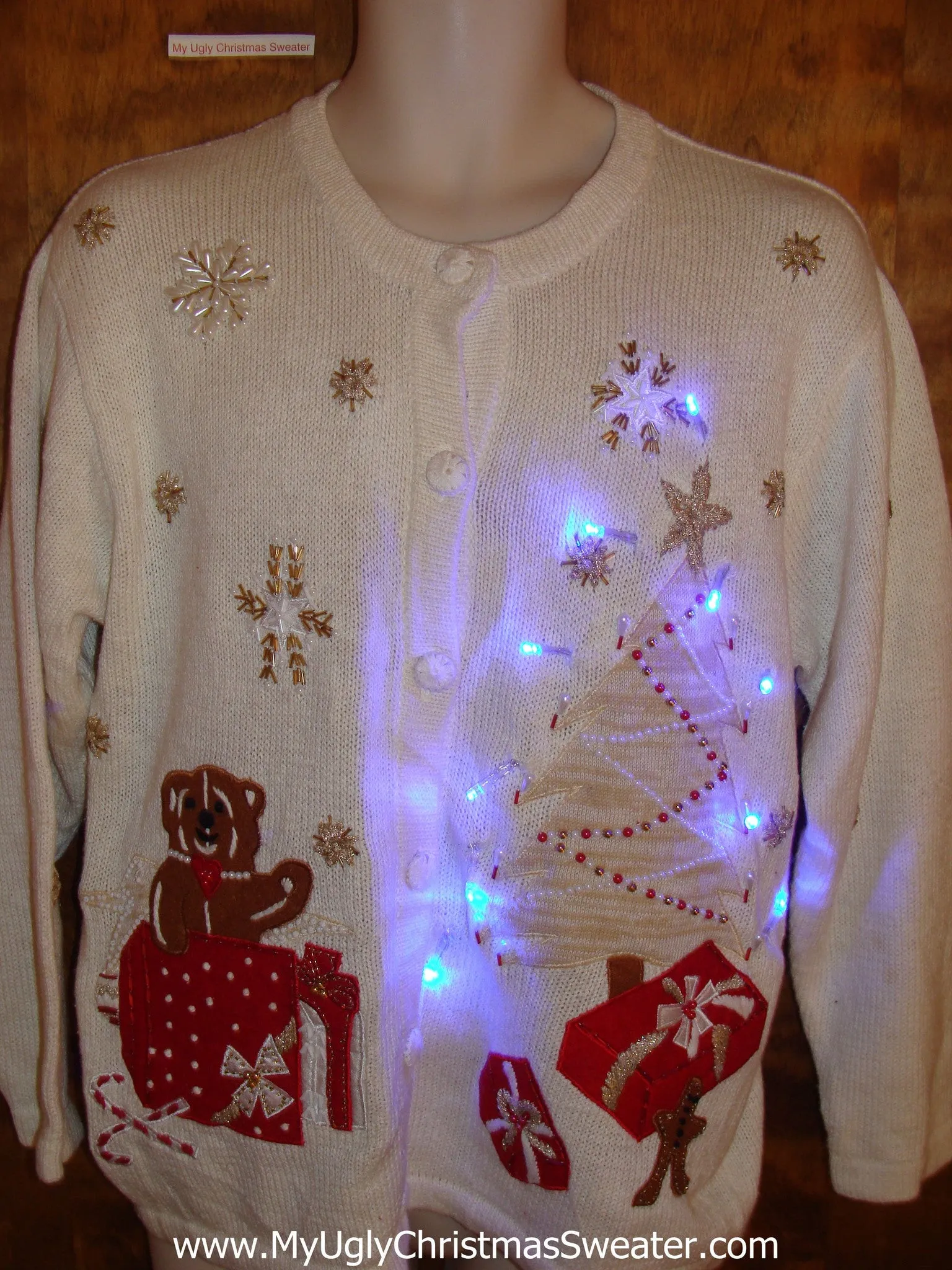 Teddy Bear Holiday Light Up Ugly Xmas Sweater