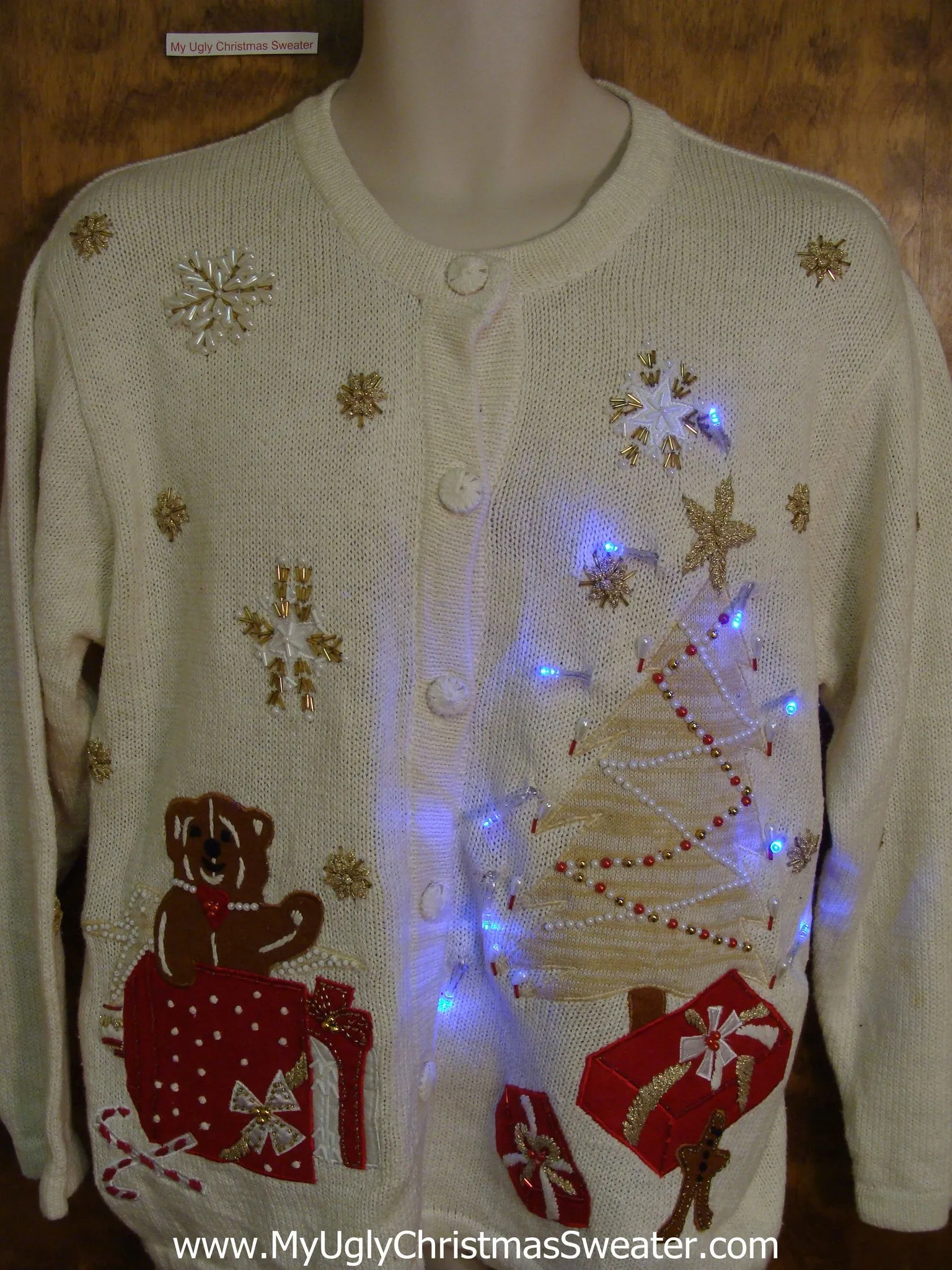 Teddy Bear Holiday Light Up Ugly Xmas Sweater