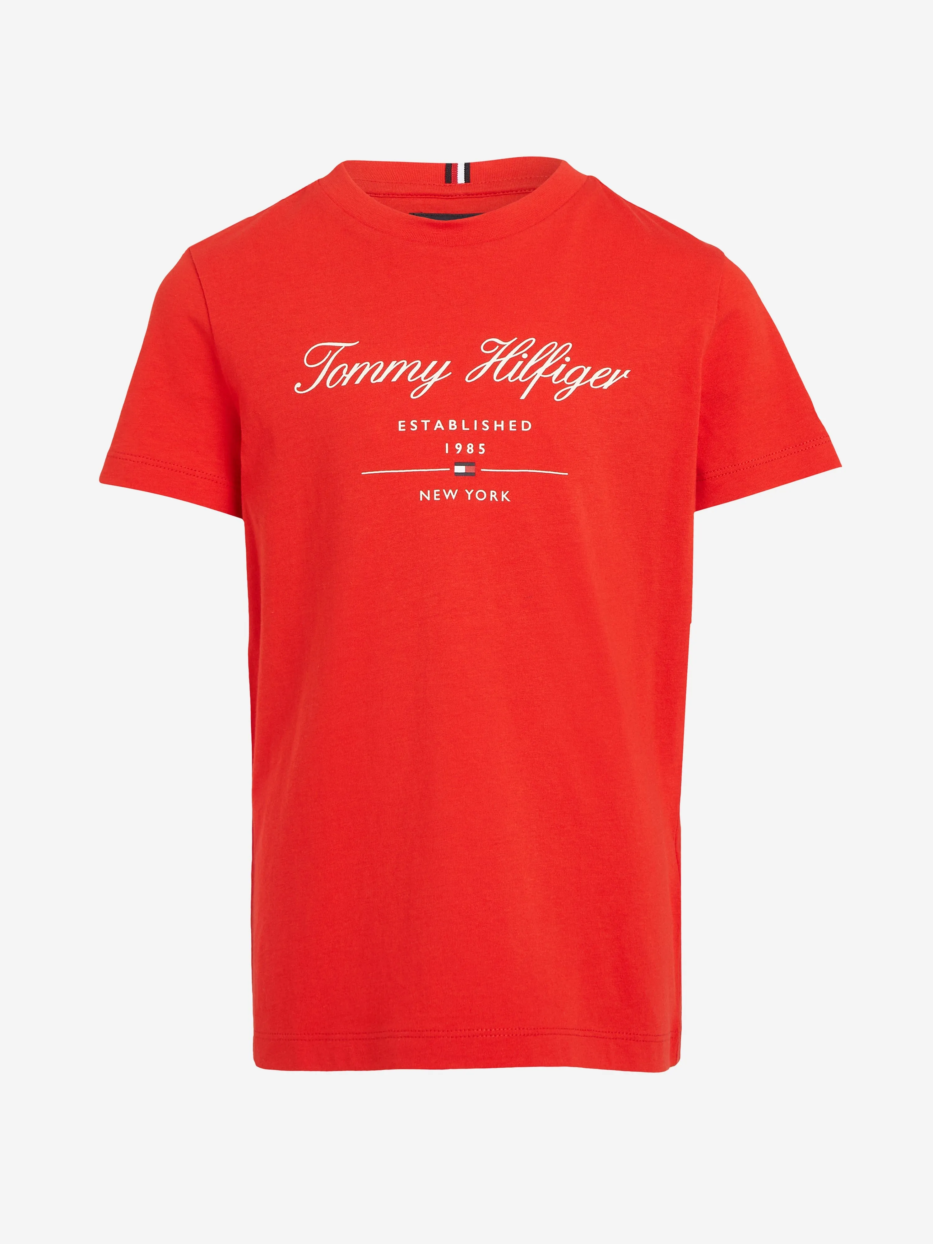 Tommy Hilfiger Boys Logo Script T-Shirt in Red