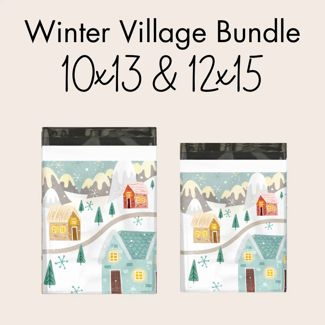 Winter Village Sample Pack Designer Poly Mailers Shipping Envelopes Premium Printed Bags