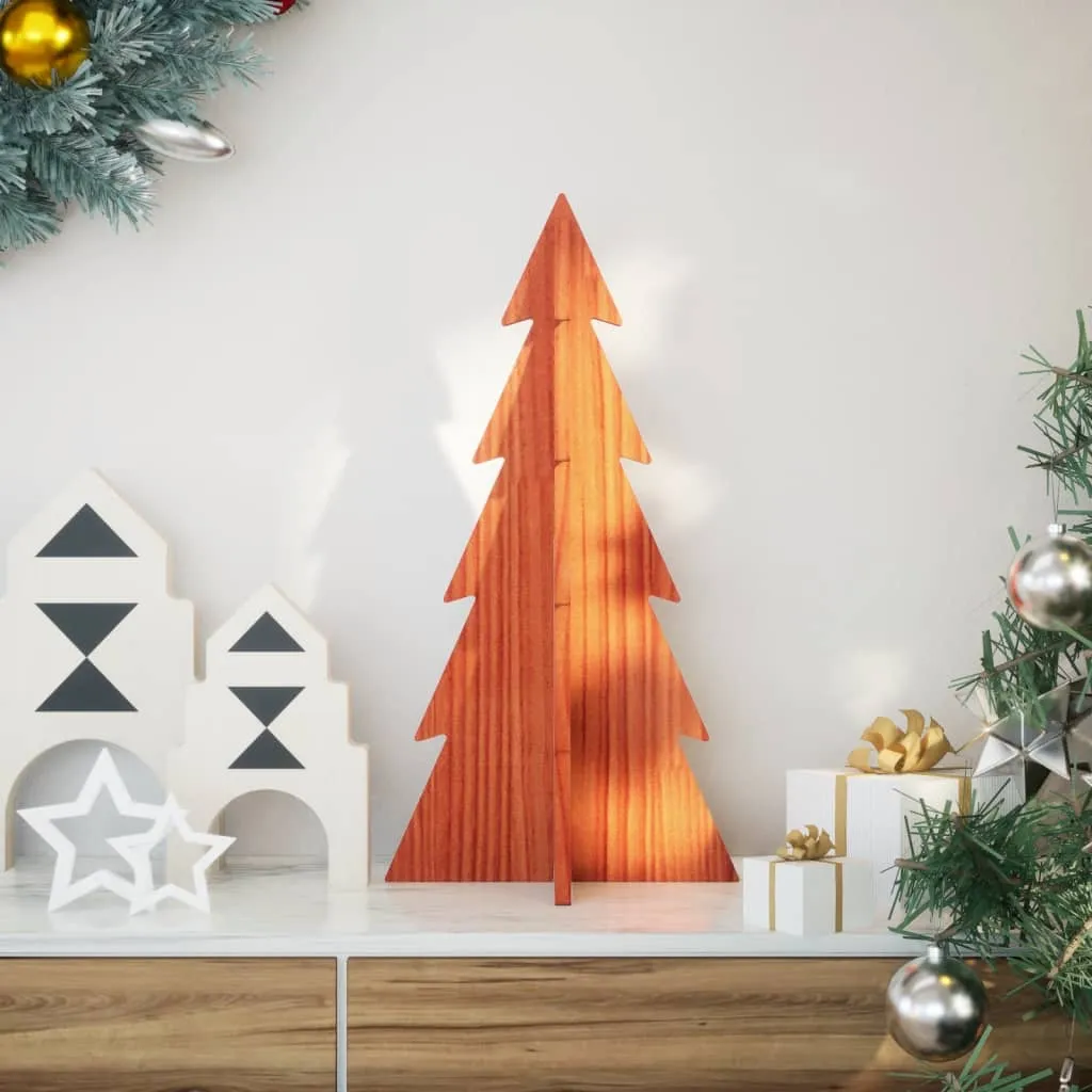 Wooden Christmas Tree for Decoration Wax Brown 59.5 cm Solid Wood Pine