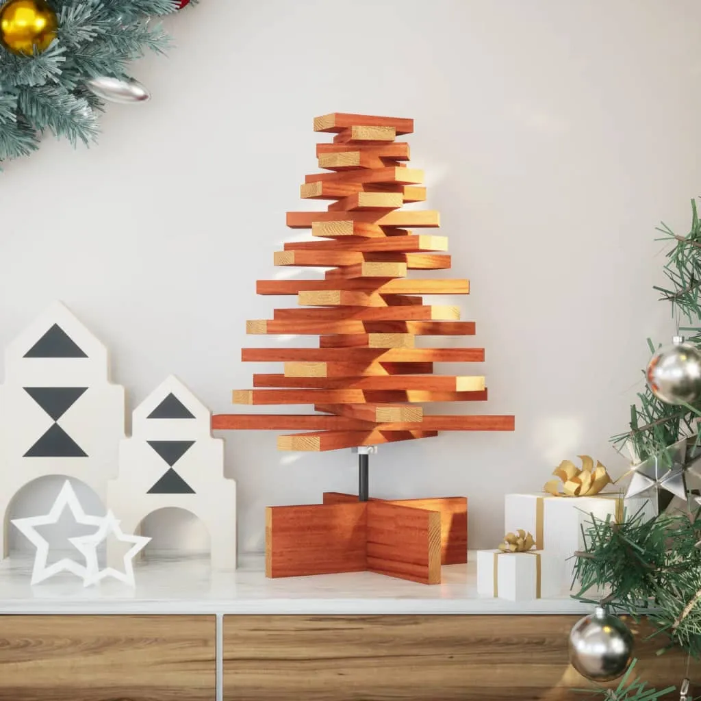 Wooden Christmas Tree for Decoration Wax Brown 60 cm Solid Wood Pine