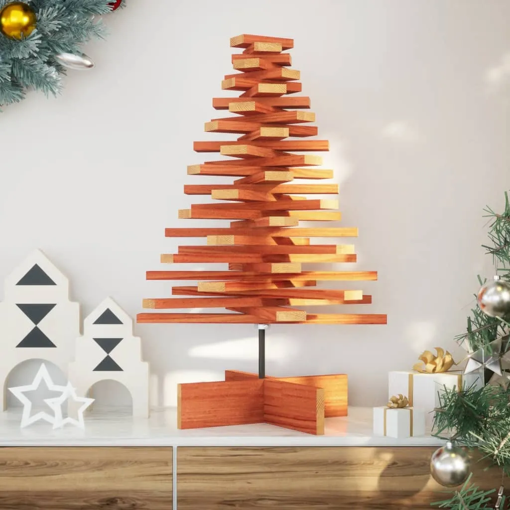 Wooden Christmas Tree for Decoration Wax Brown 80 cm Solid Wood Pine