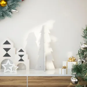 Wooden Christmas Tree for Decoration White 49 cm Solid Wood Pine